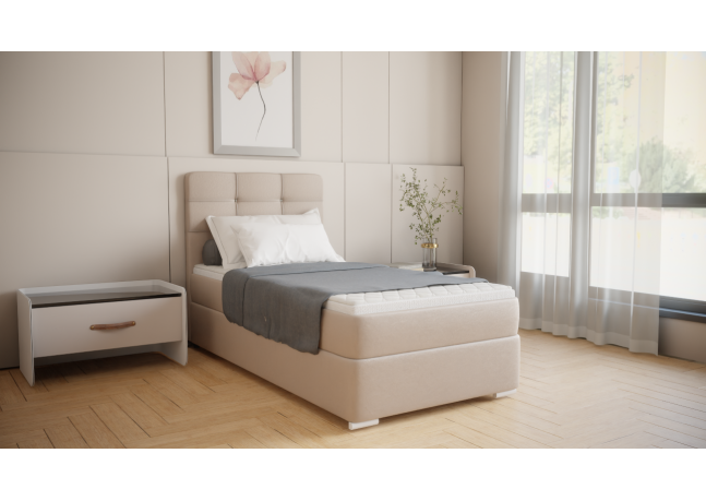 Czarne łóżko jednoosobowe Bruno 100cm, nowoczesny design pasujący do każdej sypialni, wygodny materac oraz schowek, Cosmic 100