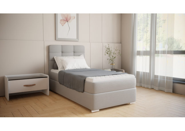 Czarne łóżko jednoosobowe Bruno 100cm, nowoczesny design pasujący do każdej sypialni, wygodny materac, Cosmic 100, lewe