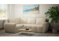 Komfortowa sofa narożna BUENO II z funkcją spania, tapicerowana w niebieskim kolorze, schowek pod siedziskiem