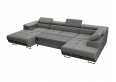 Duża sofa narożna z regulowanymi zagłówkami i pojemnikiem na pościel, złoty/musztardowy, Aspen U, prawy