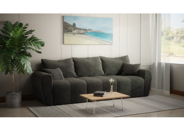 Trzyosobowa, rozkładana sofa z funkcją spania i pojemnikiem- BUENO - niebieski