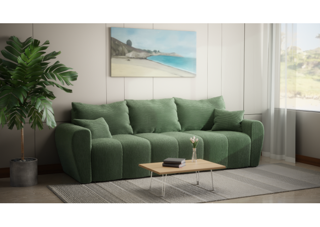 Modna sofa z funkcją spania i pojemnikiem na pościel - BUENO