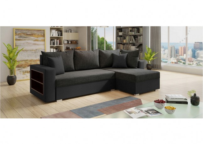 Sofa narożna KONGO, narożnik rozkładany z pojemnikiem i półką