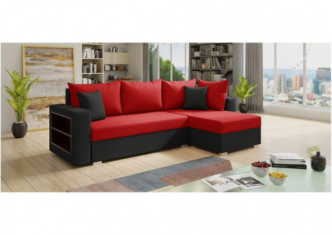 Sofa narożna KONGO, narożnik rozkładany z pojemnikiem i półką