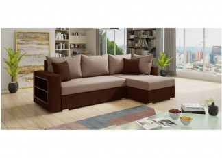 Sofa narożna KONGO, narożnik rozkładany z pojemnikiem i półką