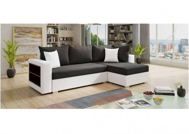 Sofa narożna KONGO, narożnik rozkładany z pojemnikiem i półką