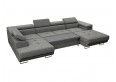 Duża sofa narożna z regulowanymi zagłówkami i pojemnikiem na pościel, złoty/musztardowy, Aspen U, lewy