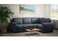 Komfortowa sofa narożna BUENO II z funkcją spania, tapicerowana w niebieskim kolorze - Lincoln 77, prawy
