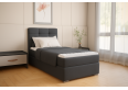 Jednoosobowe łóżko BRUNO 100 cm, wyposażone w wygodny materac, tapicerowane ciemnoszarą tkaniną, Sawana 05, strona lewa