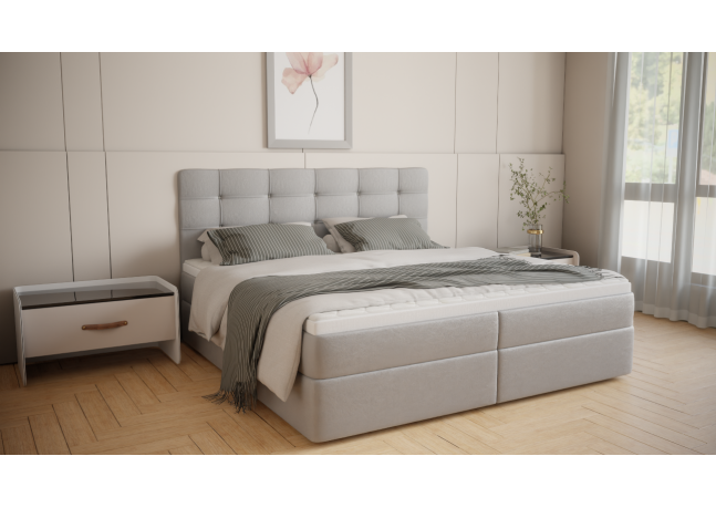 Stylowe Łóżko Kontynentalne BRUNO 140cm z materacem, w ponadczasowym materiale w kolorze czarnym