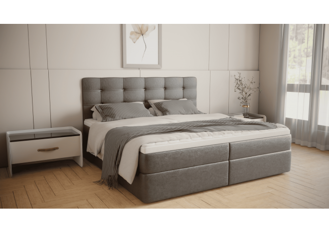 Stylowe Łóżko Kontynentalne BRUNO 140cm z materacem, w ponadczasowym materiale w kolorze czarnym