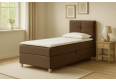 Klasyczne łóżko kontynentalne z wygodnym materacem - DOMI 100 cm, brązowe, strona prawa