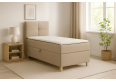 Praktyczne łóżko kontynentalne z wygodnym materacem i panelowym zagłowiem - DOMI 100 cm, beżowe, strona lewa