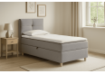 Eleganckie łóżko kontynentalne z wygodnym materacem i praktycznym pojemnikiem na pościel - DOMI 100 cm, szare, strona lewa