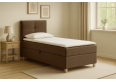 Klasyczne, jednoosobowe łóżko kontynentalne DOMI 90 cm, brązowe, strona lewa