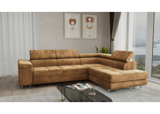 Narożnik wolnostojący, ponadczasowy design, jasny brąz, Aspen L, prawy