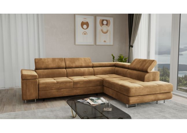 Narożnik wolnostojący, ponadczasowy design, jasny brąz, Aspen L, prawy