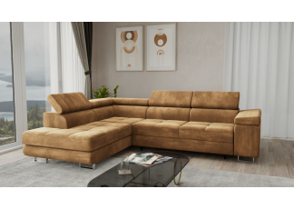 Narożnik wolnostojący, ponadczasowy design, jasny brąz, Aspen L, lewy