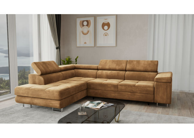 Narożnik wolnostojący, ponadczasowy design, jasny brąz, Aspen L, lewy