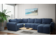 Narożnik w kształcie U, nowoczesny design, Bueno XL, niebieski - Lincoln 77, prawy