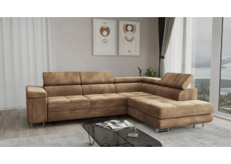 Narożnik wolnostojący, ponadczasowy design, jasny brąz, Aspen L, prawy
