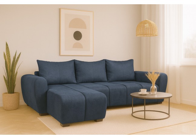 Kompaktowy, rozkładany narożnik Bueno, granatowy - Soro 76