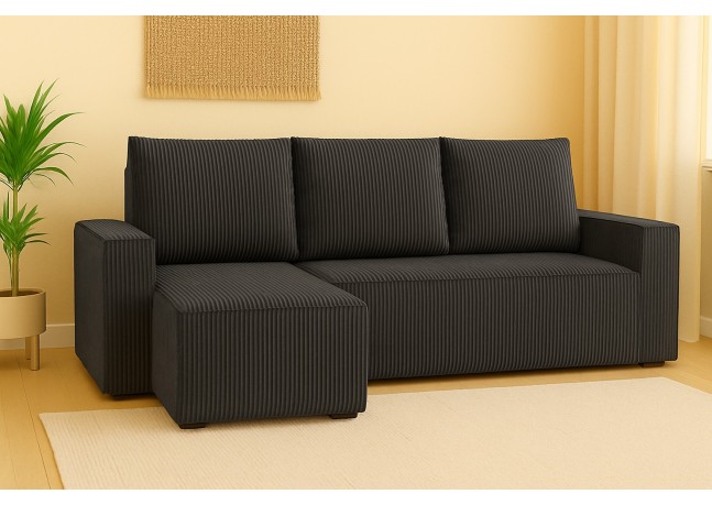 Kompaktowy, rozkładany narożnik Luna ciemny szary - Lincoln 90